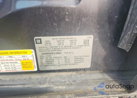 2015 GMC Acadia Slt-1 z USA, uszkodzony, nr VIN 1GKKRRKD3FJ140053